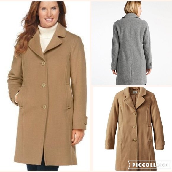 L.L. Bean Jackets & Blazers - NWT L.L.Bean Classic Lambswool Polo Coat Camel Size 2X
